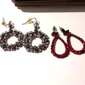 Two Circle and Oval Rhinestone earrings